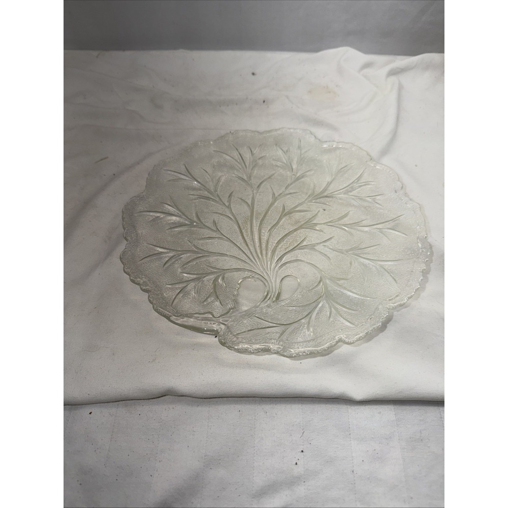 Vintage Indiana Glass Clear Pebble Leaf Luncheon Plate